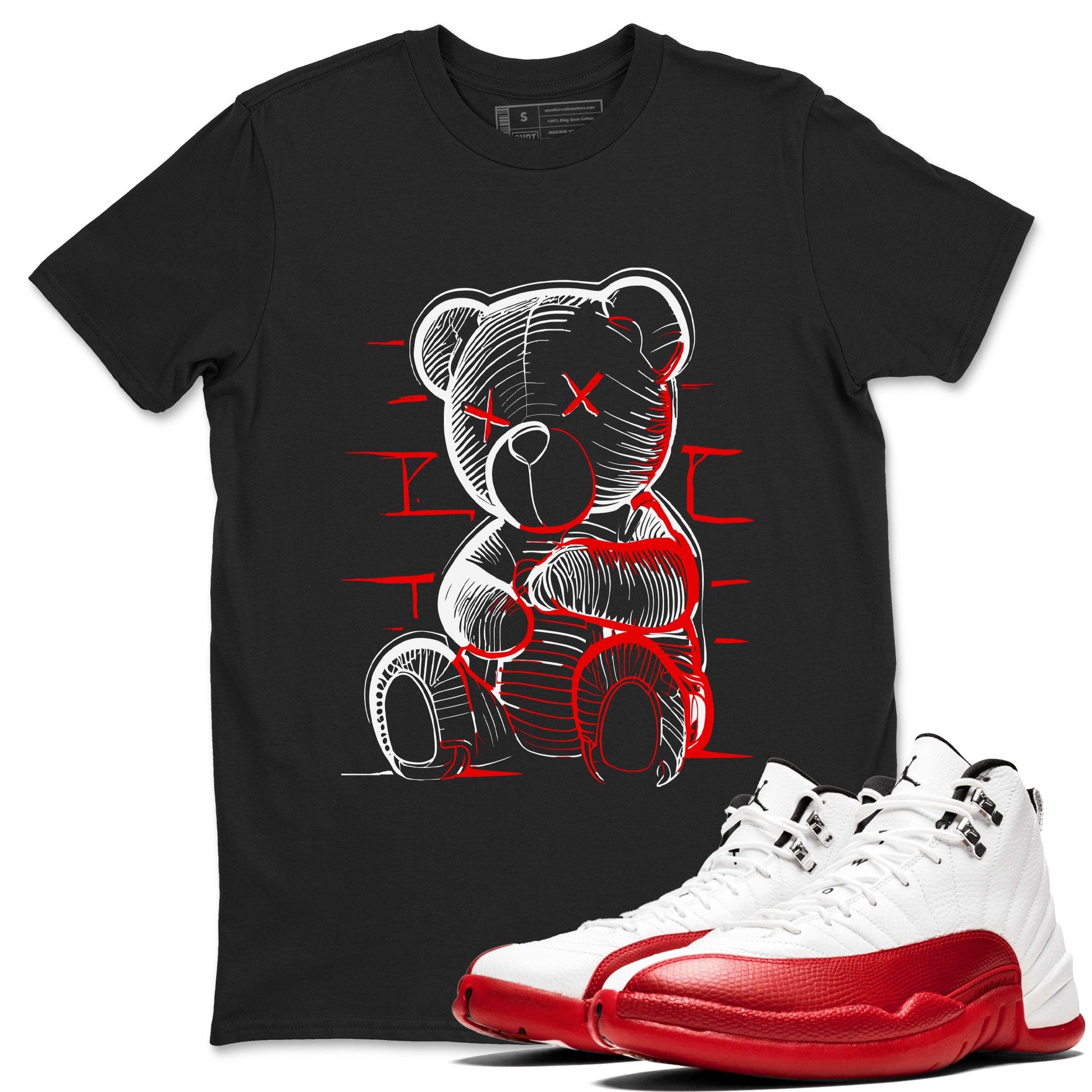 Air Jordan 12 Retro Cherry shirt to match jordans Neon Bear sneaker tees Air Jordan 12 Cherry SNRT Sneaker Release Tees Crew Neck Casual Unisex Black 1 T-Shirt