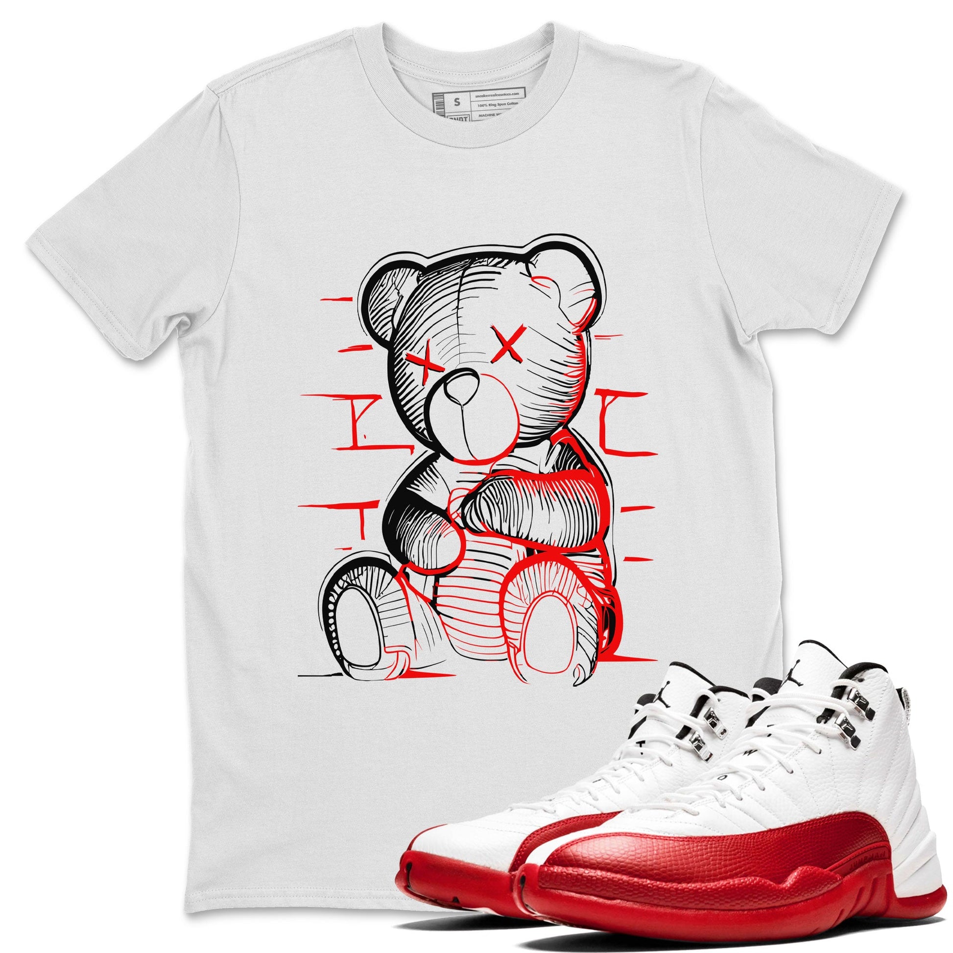 Air Jordan 12 Retro Cherry shirt to match jordans Neon Bear sneaker tees Air Jordan 12 Cherry SNRT Sneaker Release Tees Crew Neck Casual Unisex White 1 T-Shirt