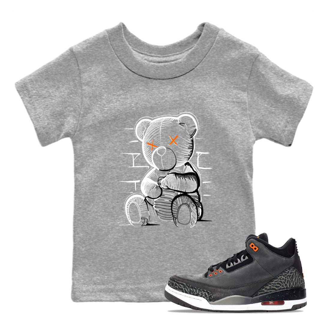 Air Jordan 3 Fear shirt to match jordans Neon Bear sneaker tees Air Jordan 3 Fear SNRT Sneaker Release Tees Baby Toddler Heather Grey 1 T-Shirt
