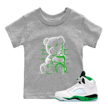 5s Lucky Green shirt to match jordans Neon Bear sneaker tees Air Jordan 5 Retro Lucky Green SNRT Sneaker Tees Youth Kid's Baby Shirt Heather Grey 1 T-Shirt