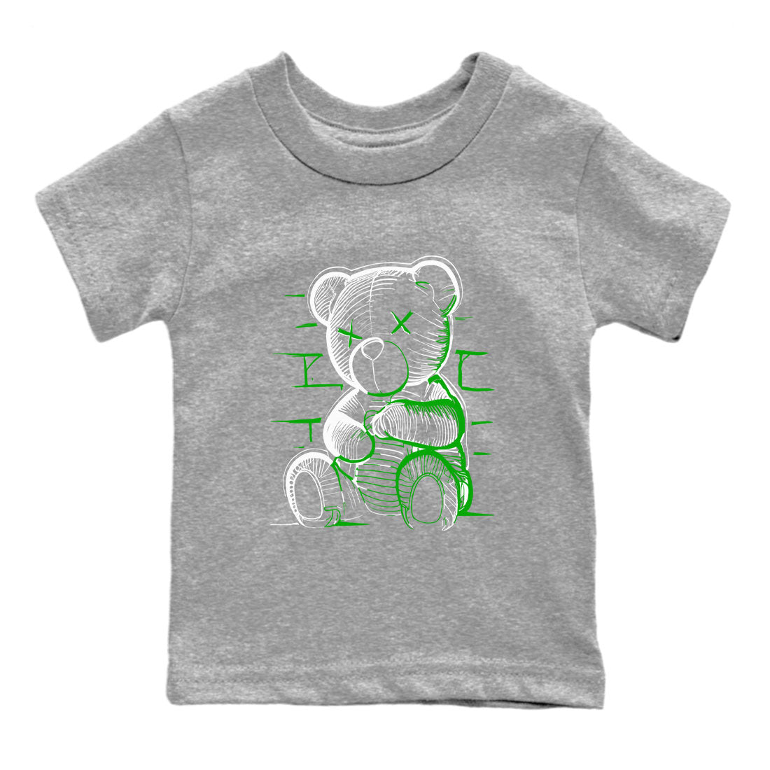 5s Lucky Green shirt to match jordans Neon Bear sneaker tees Air Jordan 5 Retro Lucky Green SNRT Sneaker Tees Youth Kid's Baby Shirt Heather Grey 2 T-Shirt