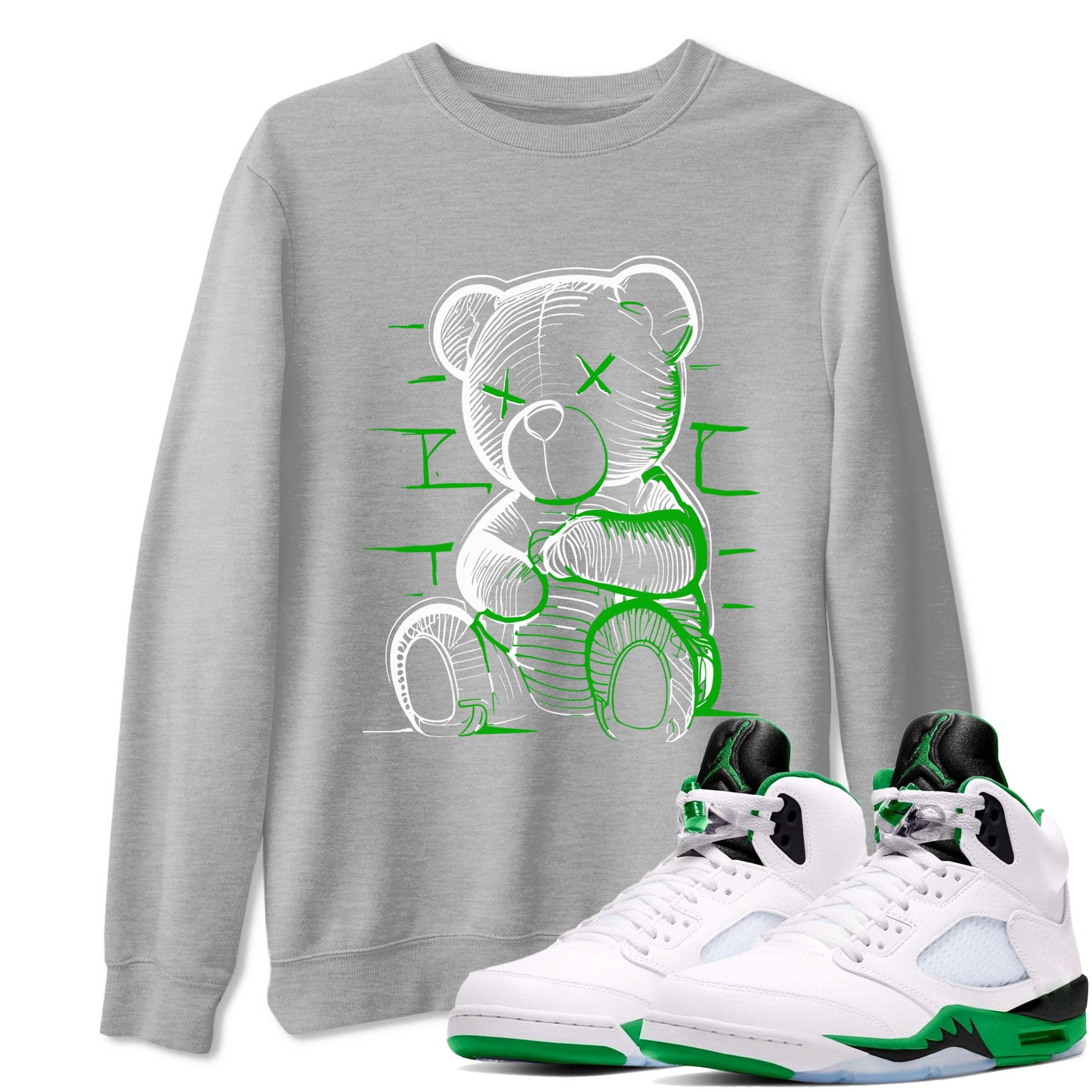 5s Lucky Green shirt to match jordans Neon Bear sneaker tees Air Jordan 5 Retro Lucky Green SNRT Sneaker Release Tees Cotton Sneaker Tee Heather Grey 1 T-Shirt