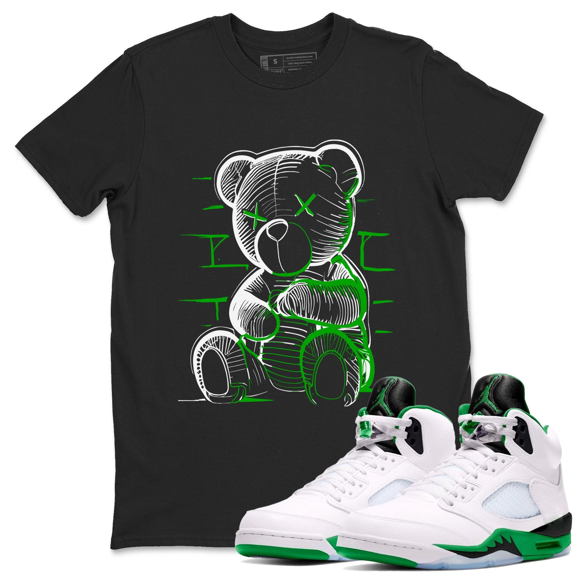 5s Lucky Green shirt to match jordans Neon Bear sneaker tees Air Jordan 5 Retro Lucky Green SNRT Sneaker Release Tees Cotton Sneaker Tee Black 1 T-Shirt