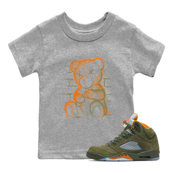 5s Olive shirt to match jordans Neon Bear sneaker tees Air Jordan 5 Olive SNRT Sneaker Release Tees Streetwear baby toddler Heather Grey 1 cotton Shirt