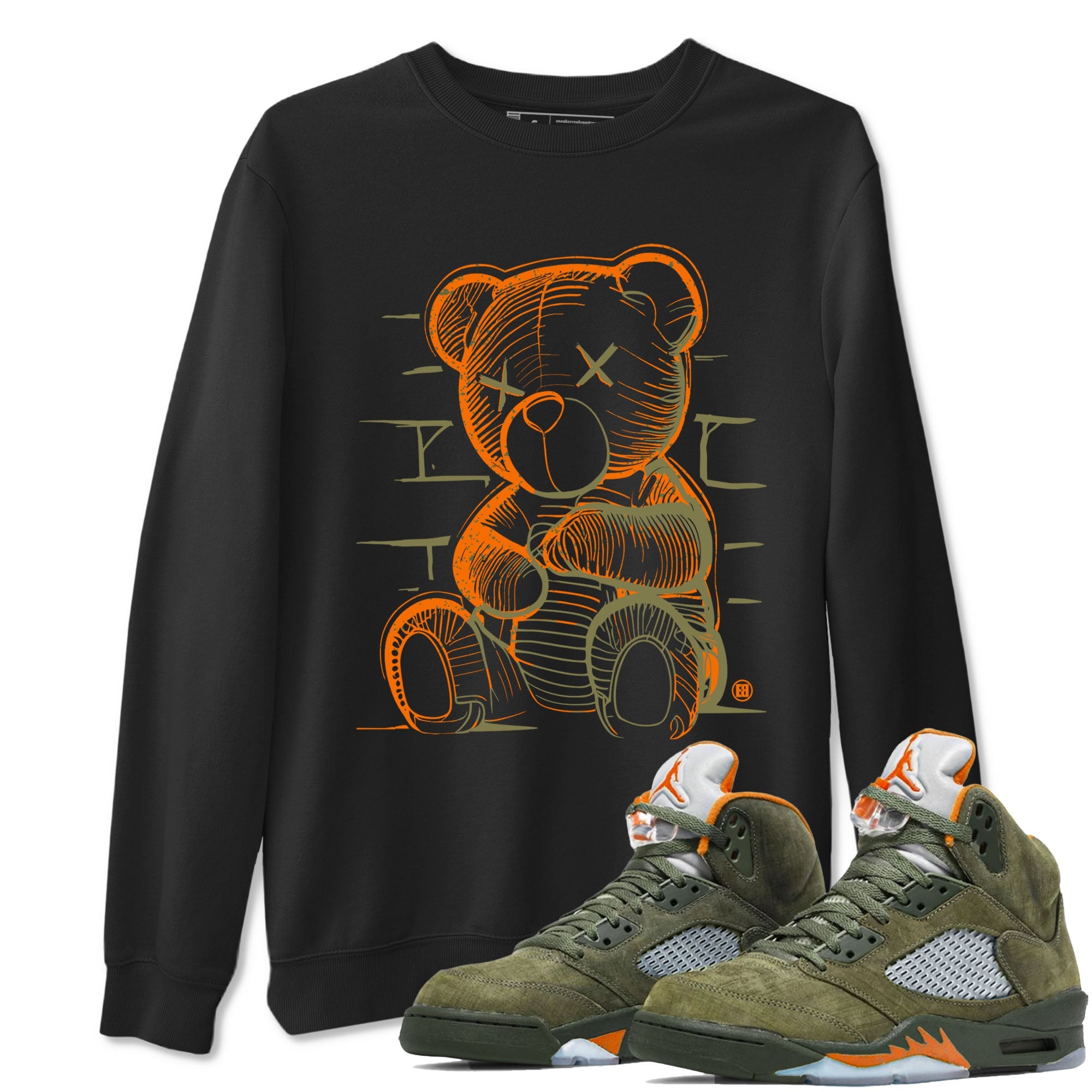 5s Olive shirt to match jordans Neon Bear sneaker tees Air Jordan 5 Olive SNRT Sneaker Release Tees Streetwear unisex cotton Black 1 crew neck shirt
