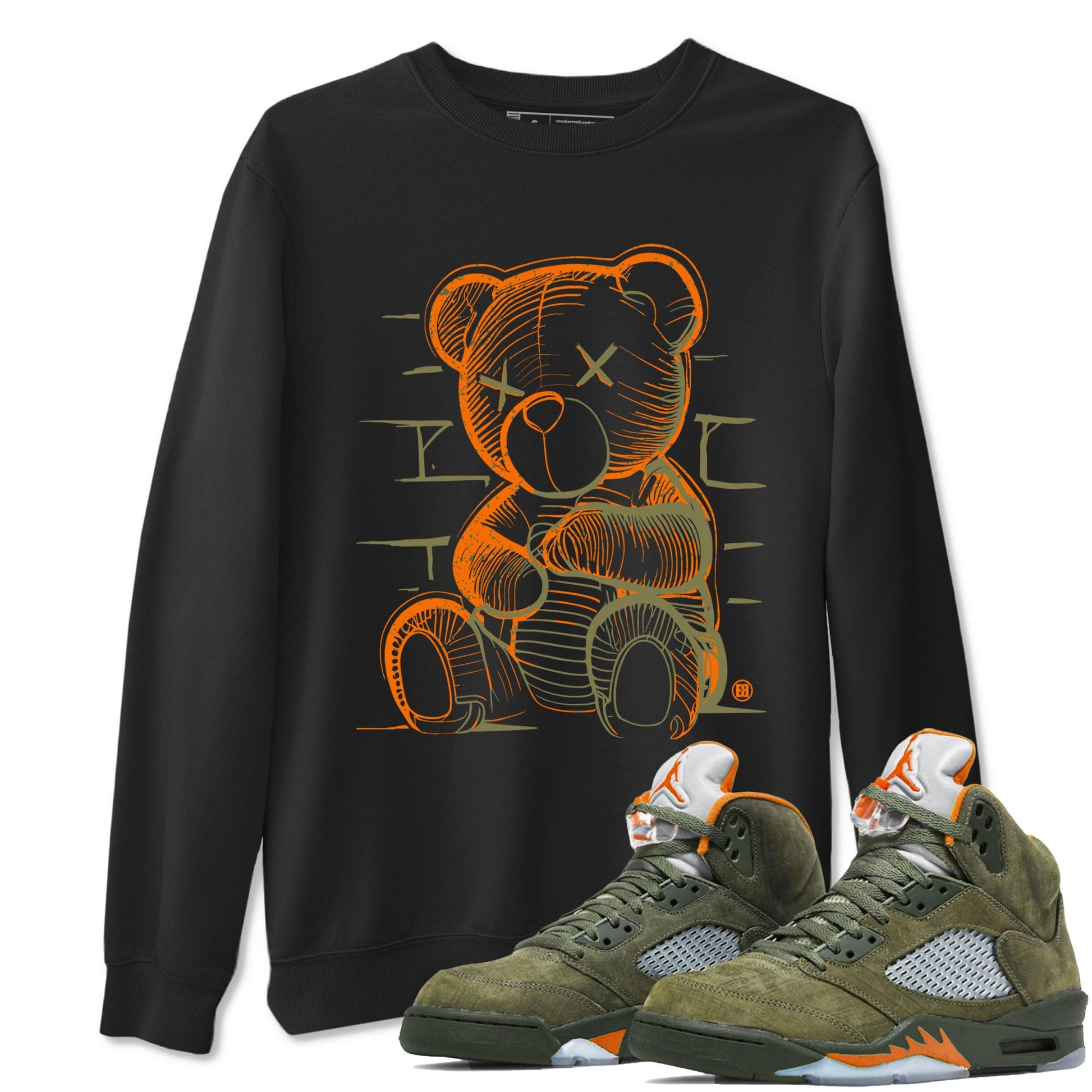 5s Olive shirt to match jordans Neon Bear sneaker tees Air Jordan 5 Olive SNRT Sneaker Release Tees Streetwear unisex cotton Black 1 crew neck shirt