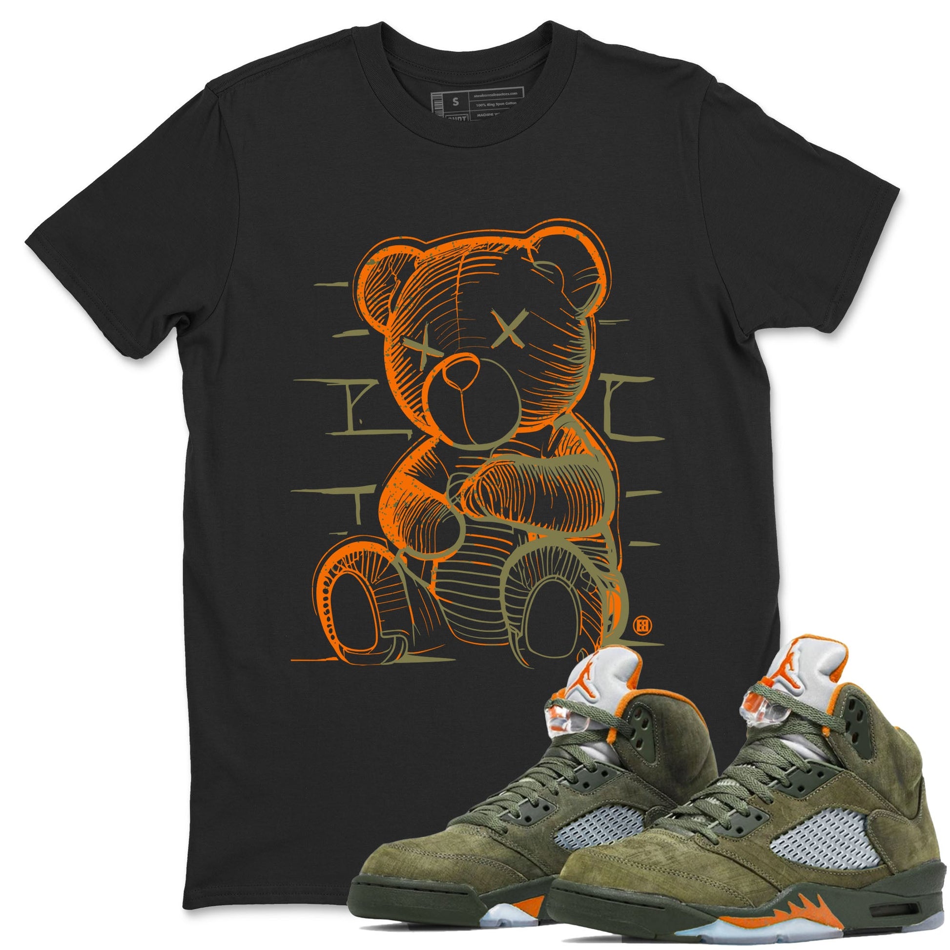 5s Olive shirt to match jordans Neon Bear sneaker tees Air Jordan 5 Olive SNRT Sneaker Release Tees Streetwear unisex cotton Black 1 crew neck shirt