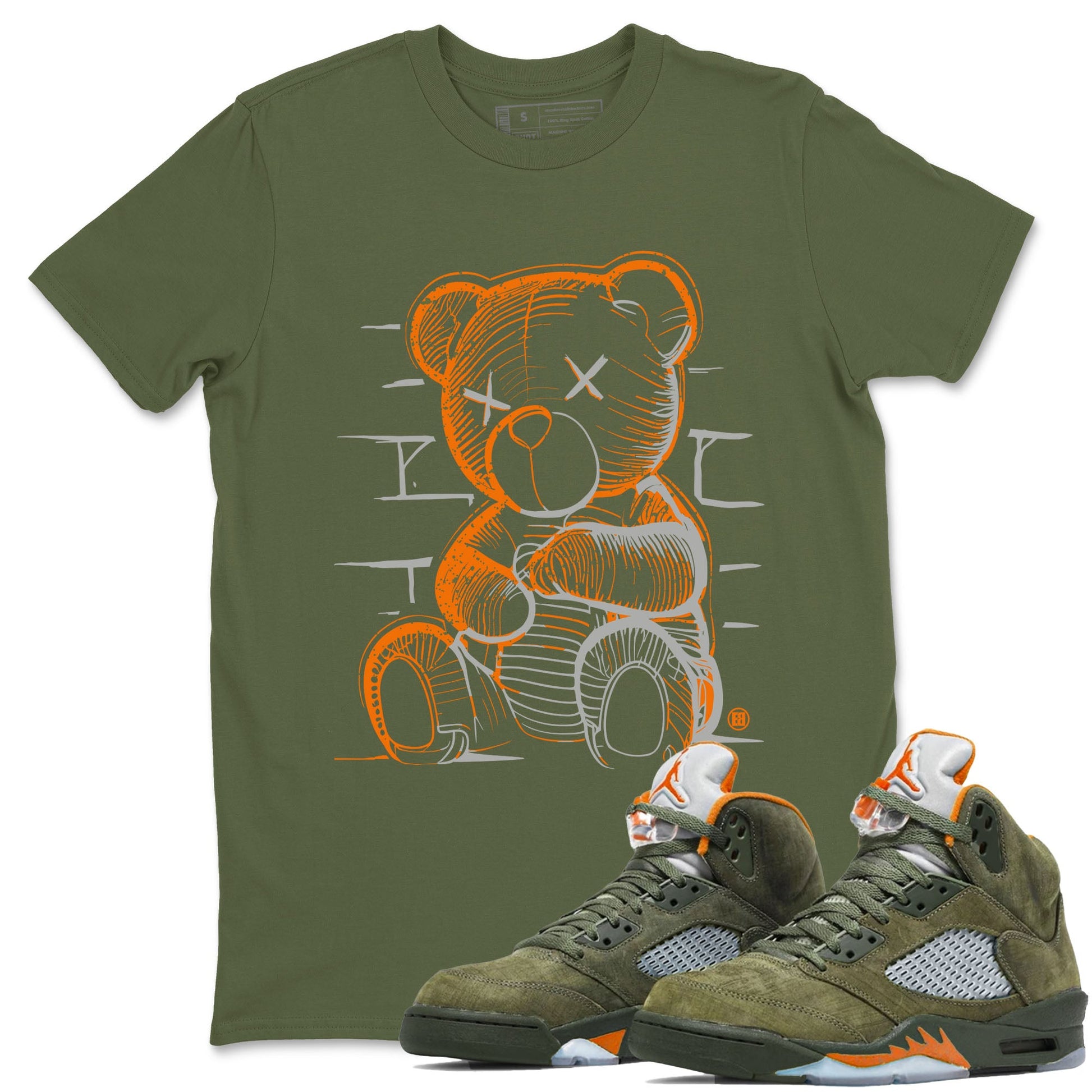 5s Olive shirt to match jordans Neon Bear sneaker tees Air Jordan 5 Olive SNRT Sneaker Release Tees Streetwear unisex cotton Military Green 1 crew neck shirt