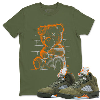 5s Olive shirt to match jordans Neon Bear sneaker tees Air Jordan 5 Olive SNRT Sneaker Release Tees Streetwear unisex cotton Military Green 1 crew neck shirt