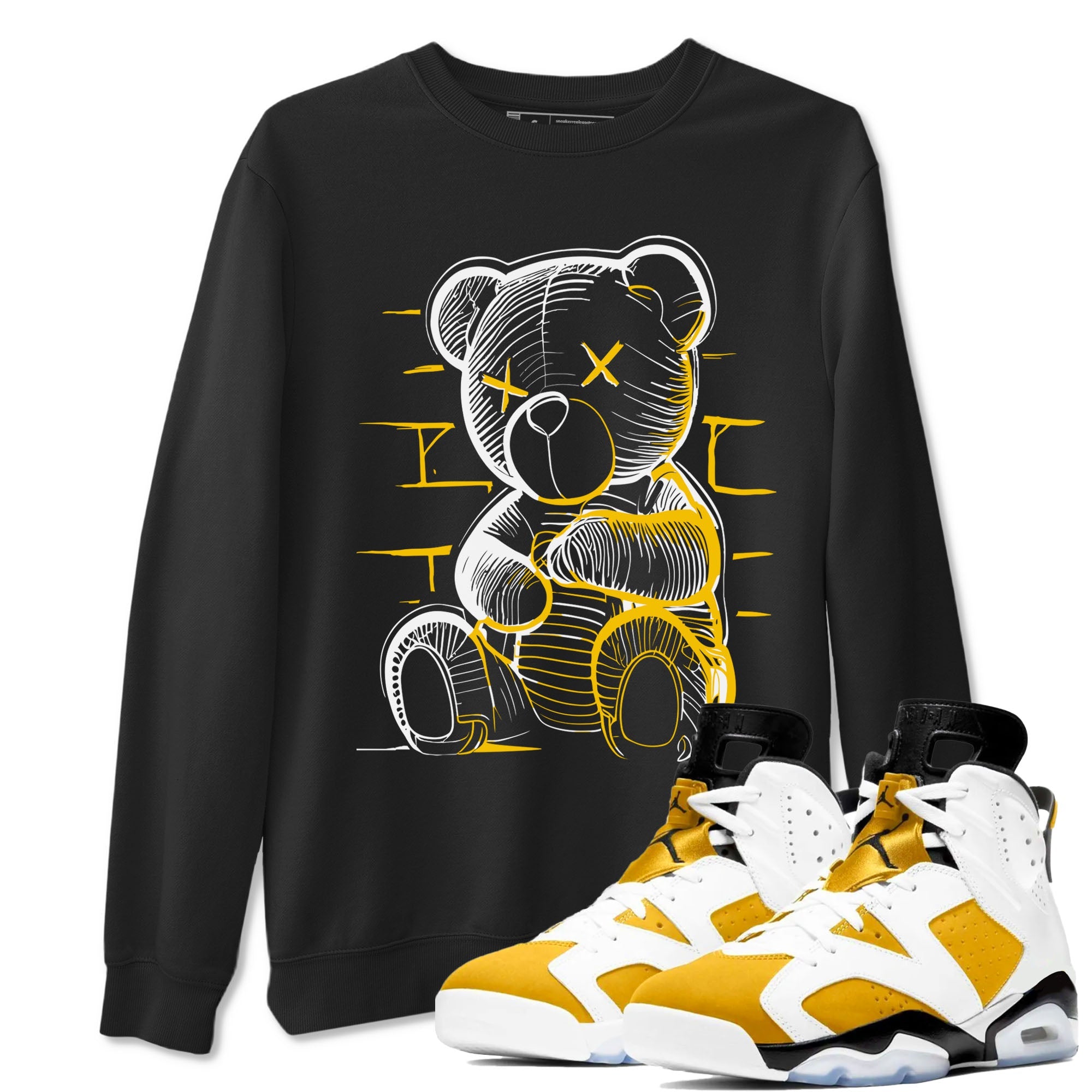 Neon Bear sneaker match tees to Yellow Ochre 6s street fashion brand for shirts to match Jordans SNRT Sneaker Tees Air Jordan 6 Yellow Ochre unisex t-shirt Black 1 unisex shirt