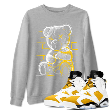 Neon Bear sneaker match tees to Yellow Ochre 6s street fashion brand for shirts to match Jordans SNRT Sneaker Tees Air Jordan 6 Yellow Ochre unisex t-shirt Heather Grey 1 unisex shirt