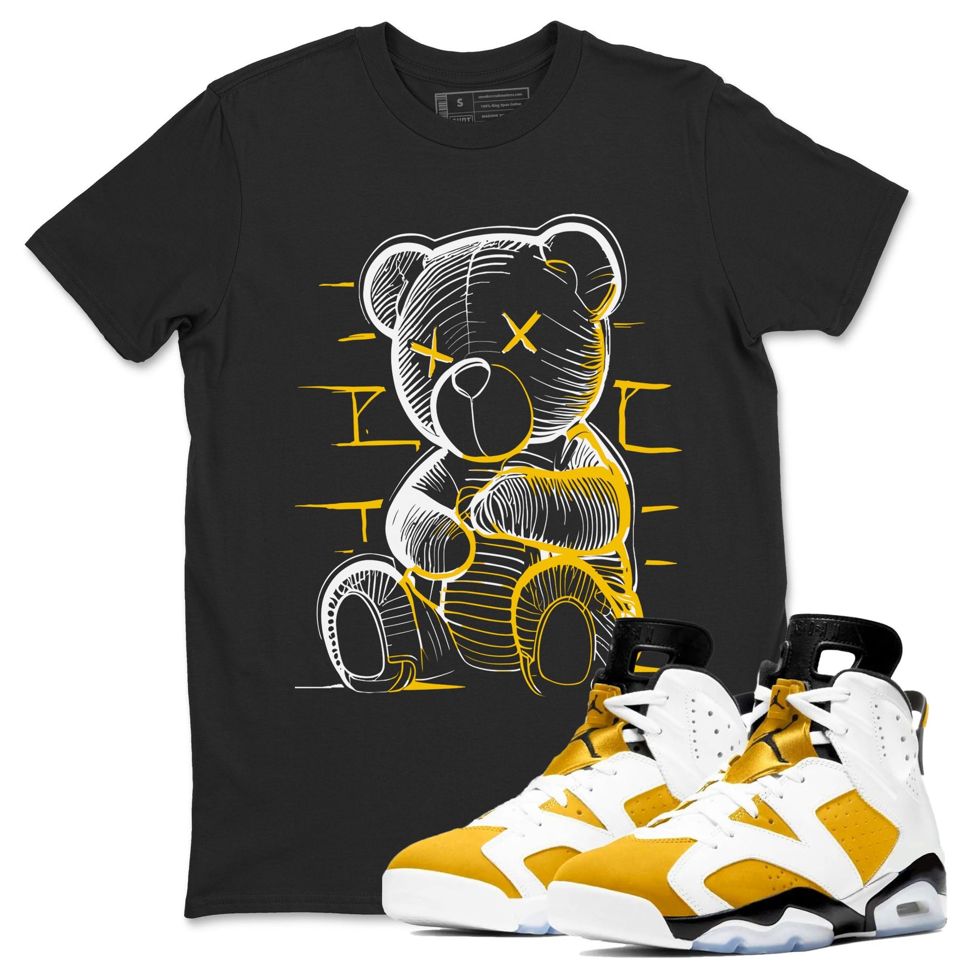 Neon Bear sneaker match tees to Yellow Ochre 6s street fashion brand for shirts to match Jordans SNRT Sneaker Tees Air Jordan 6 Yellow Ochre unisex t-shirt Black 1 unisex shirt