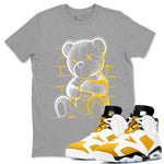 Neon Bear sneaker match tees to Yellow Ochre 6s street fashion brand for shirts to match Jordans SNRT Sneaker Tees Air Jordan 6 Yellow Ochre unisex t-shirt Heather Grey 1 unisex shirt