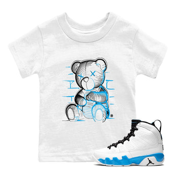 AJ9 Powder Blue shirt to match jordans Neon Bear sneaker tees Air Jordan 9 Powder Blue SNRT sneaker release tees baby toddler White 1 cotton Shirt