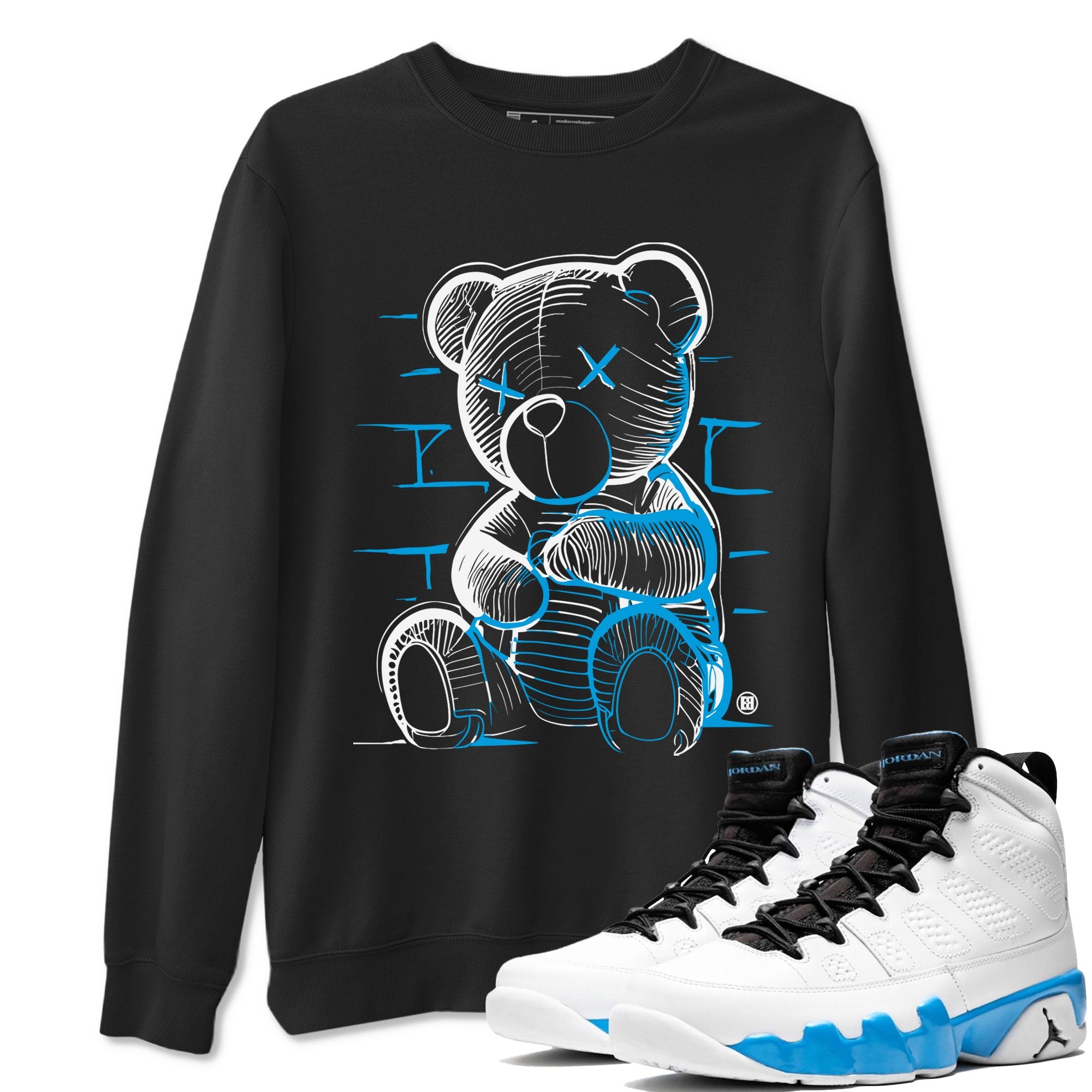 AJ9 Powder Blue shirt to match jordans Neon Bear sneaker tees Air Jordan 9 Powder Blue SNRT Sneaker Release Tees unisex cotton Black 1 crew neck shirt