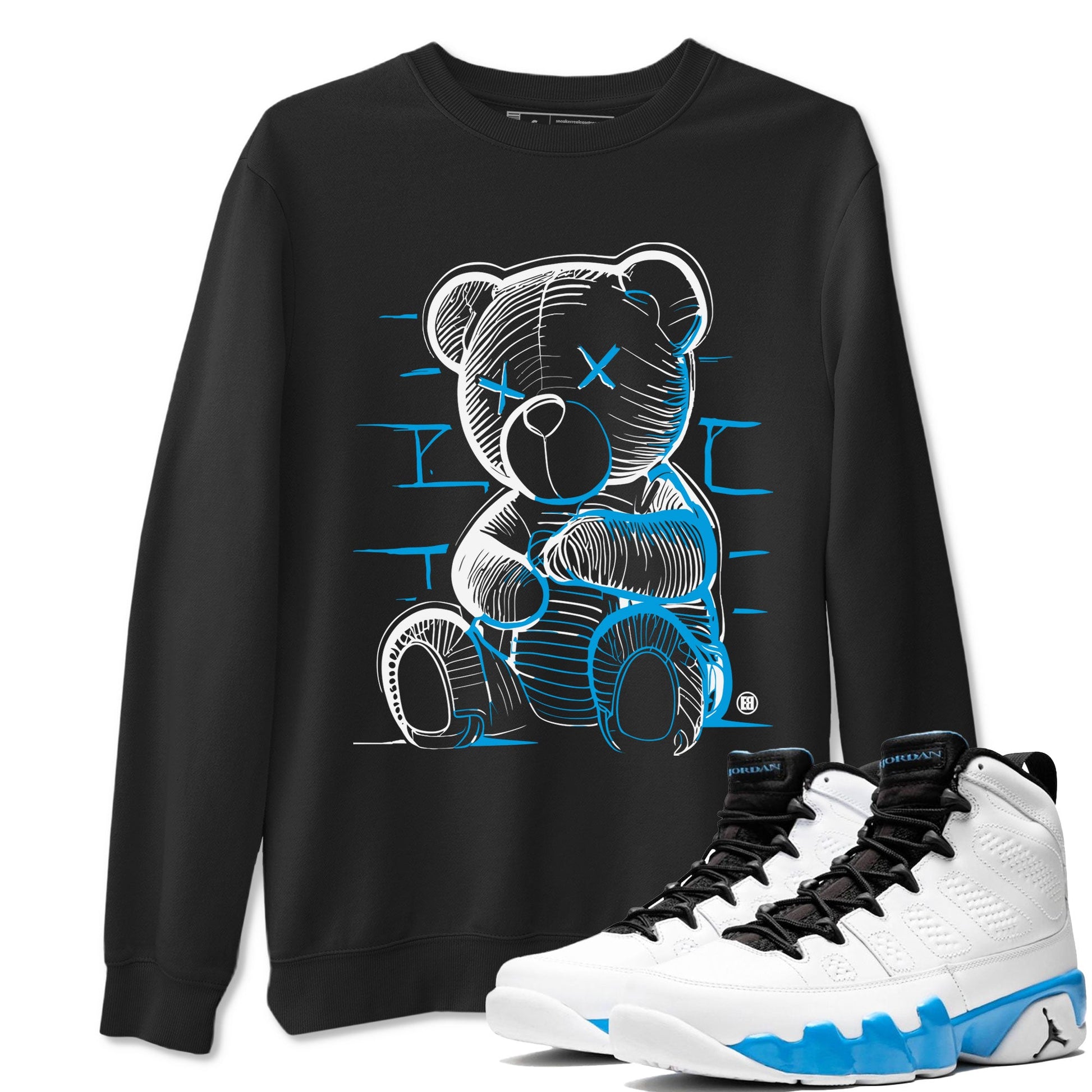 AJ9 Powder Blue shirt to match jordans Neon Bear sneaker tees Air Jordan 9 Powder Blue SNRT Sneaker Release Tees unisex cotton Black 1 crew neck shirt