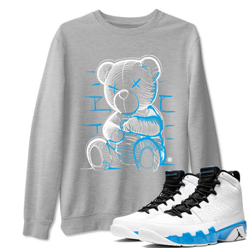 AJ9 Powder Blue shirt to match jordans Neon Bear sneaker tees Air Jordan 9 Powder Blue SNRT Sneaker Release Tees unisex cotton Heather Grey 1 crew neck shirt