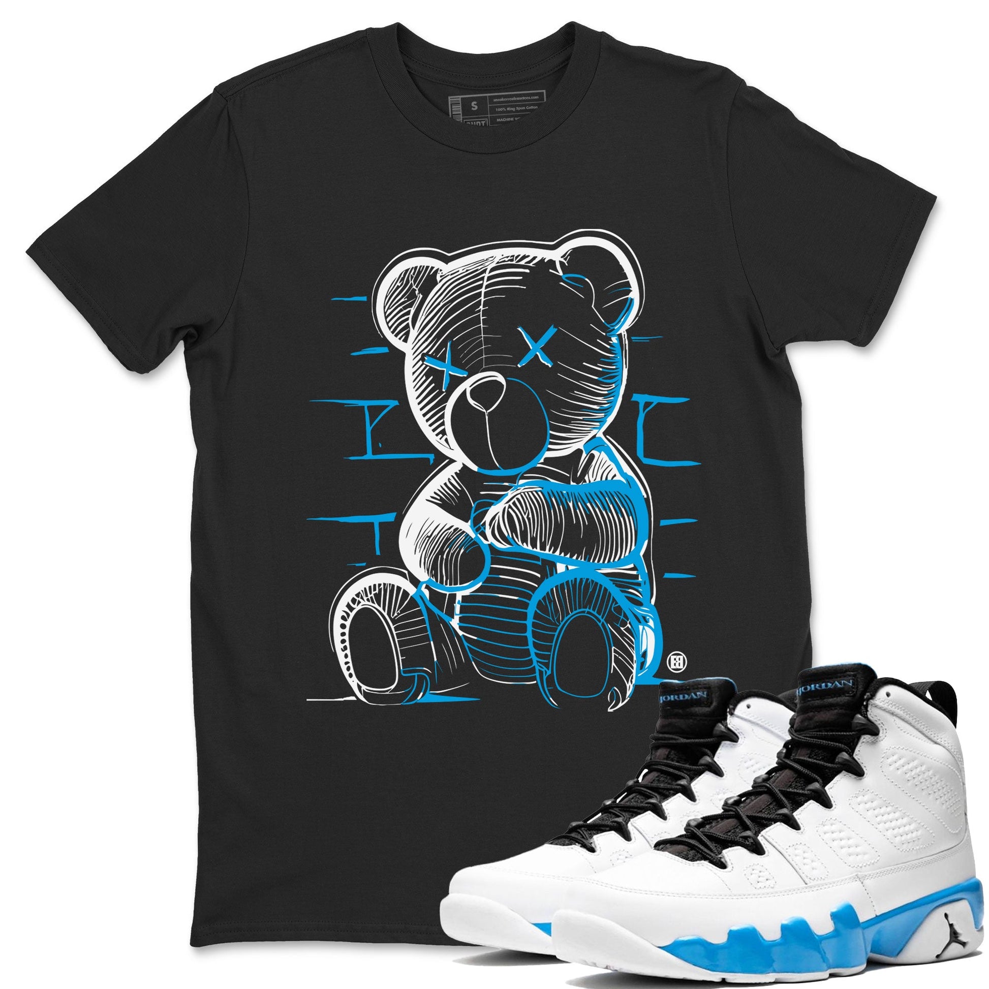 AJ9 Powder Blue shirt to match jordans Neon Bear sneaker tees Air Jordan 9 Powder Blue SNRT Sneaker Release Tees unisex cotton Black 1 crew neck shirt