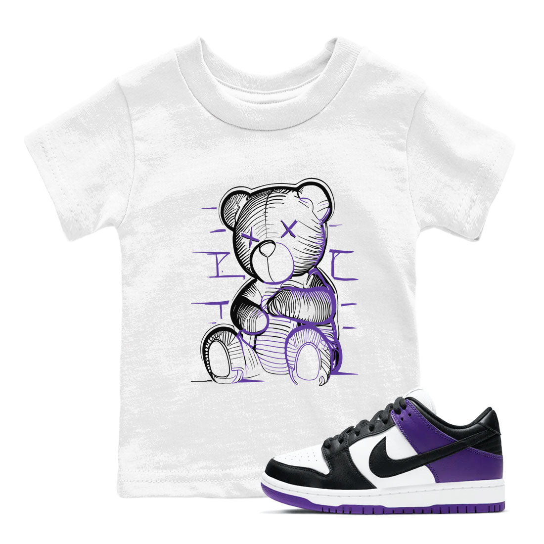 Nike SB Dunk Low Court Purple Shirt To Match Jordans Neon Bear Streetwear Fashion Dunk Low Court Purple SNRT sneaker release tees baby toddler White 1 cotton Shirt