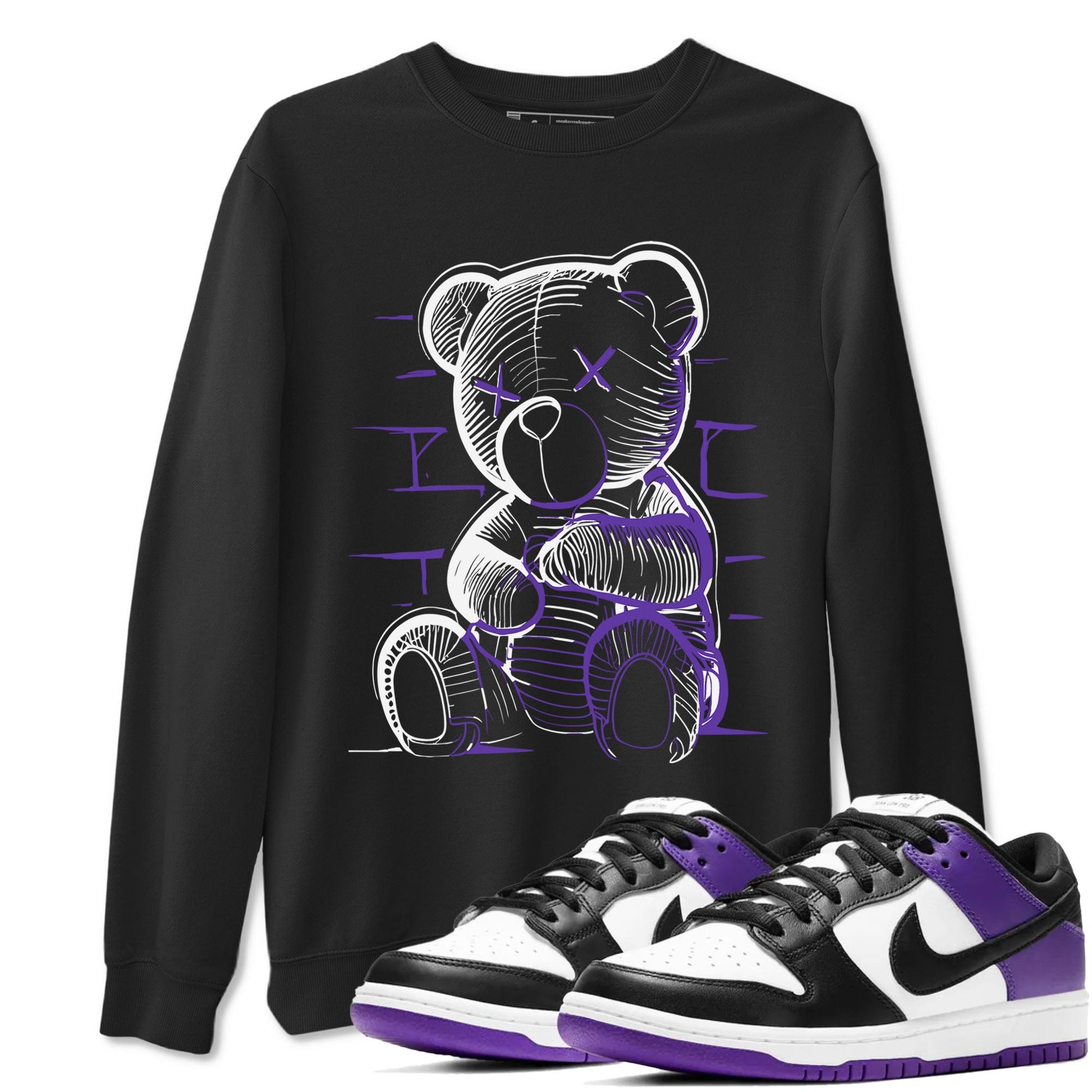Nike SB Dunk Low Court Purple Shirt To Match Jordans Neon Bear Streetwear Fashion Dunk Low Court Purple SNRT Sneaker Release Tees unisex cotton Black 1 crew neck shirt