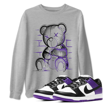 Nike SB Dunk Low Court Purple Shirt To Match Jordans Neon Bear Streetwear Fashion Dunk Low Court Purple SNRT Sneaker Release Tees unisex cotton Heather Grey 1 crew neck shirt