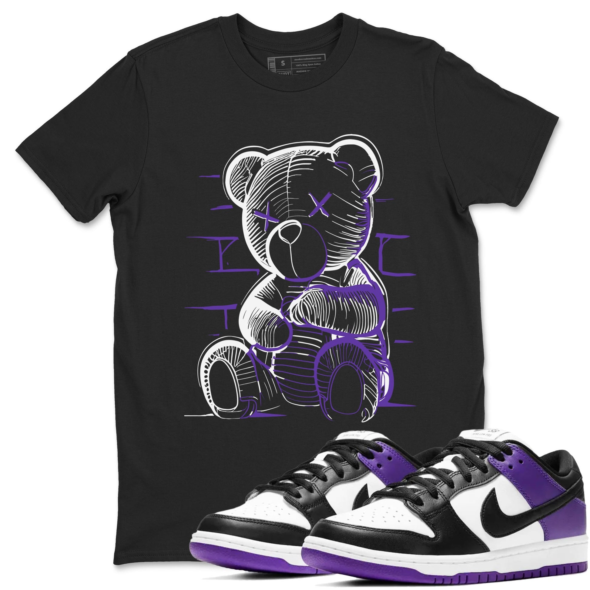 Nike SB Dunk Low Court Purple Shirt To Match Jordans Neon Bear Streetwear Fashion Dunk Low Court Purple SNRT Sneaker Release Tees unisex cotton Black 1 crew neck shirt