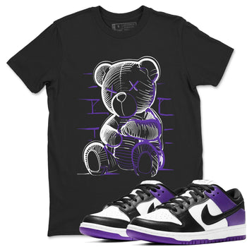 Nike SB Dunk Low Court Purple Shirt To Match Jordans Neon Bear Streetwear Fashion Dunk Low Court Purple SNRT Sneaker Release Tees unisex cotton Black 1 crew neck shirt