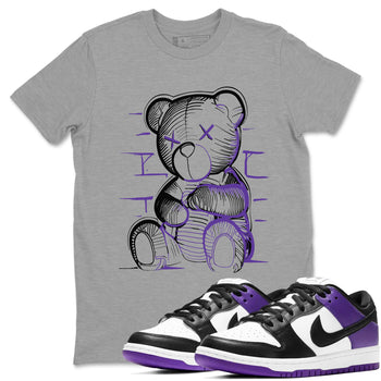 Nike SB Dunk Low Court Purple Shirt To Match Jordans Neon Bear Streetwear Fashion Dunk Low Court Purple SNRT Sneaker Release Tees unisex cotton Heather Grey 1 crew neck shirt