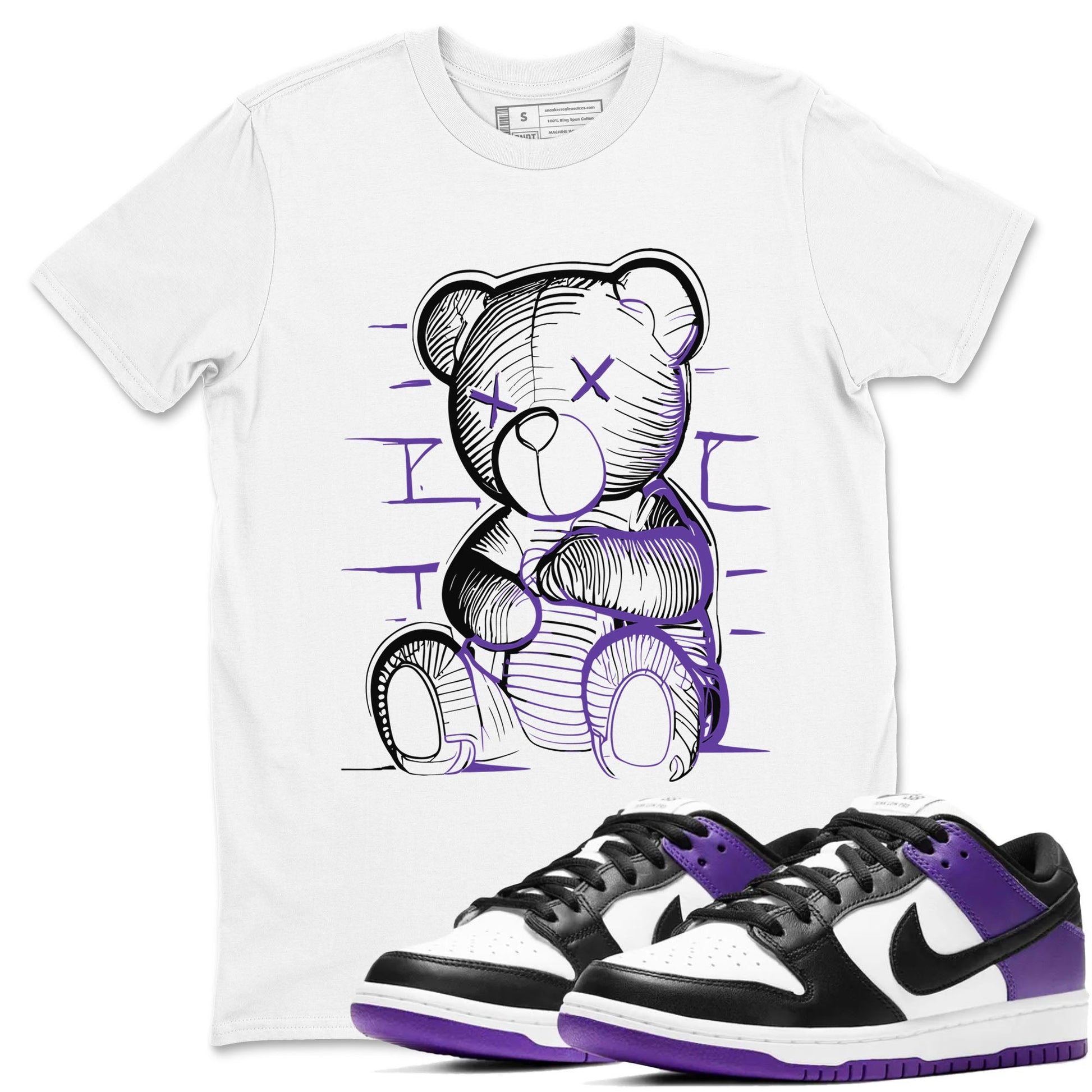 Nike SB Dunk Low Court Purple Shirt To Match Jordans Neon Bear Streetwear Fashion Dunk Low Court Purple SNRT Sneaker Release Tees unisex cotton White 1 crew neck shirt