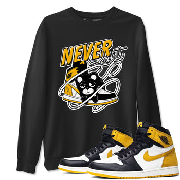 1s Yellow Ochre shirt to match jordans Never Quit sneaker tees streetwear brand Air Jordan 1 High OG Yellow Ochre SNRT Sneaker Release Tees unisex cotton Black 1 crew neck shirt