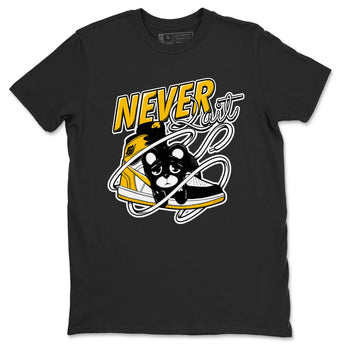 1s Yellow Ochre shirt to match jordans Never Quit sneaker tees streetwear brand Air Jordan 1 High OG Yellow Ochre SNRT Sneaker Release Tees unisex cotton Black 2 crew neck shirt