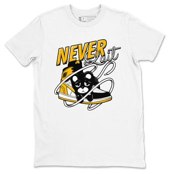 1s Yellow Ochre shirt to match jordans Never Quit sneaker tees streetwear brand Air Jordan 1 High OG Yellow Ochre SNRT Sneaker Release Tees unisex cotton White 2 crew neck shirt