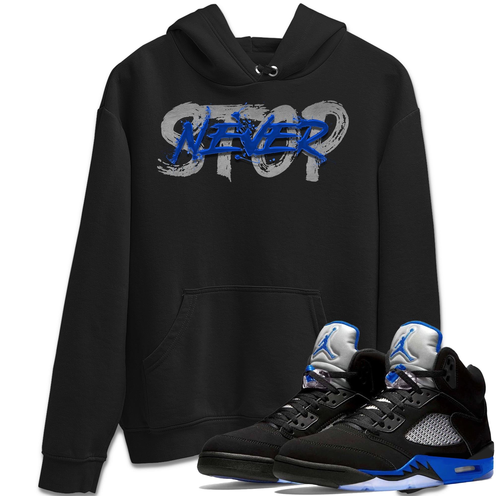Jordan 5 Racer Blue Sneaker Match Tees Never Stop Sneaker Tees Jordan 5 Racer Blue Sneaker Release Tees Unisex Shirts
