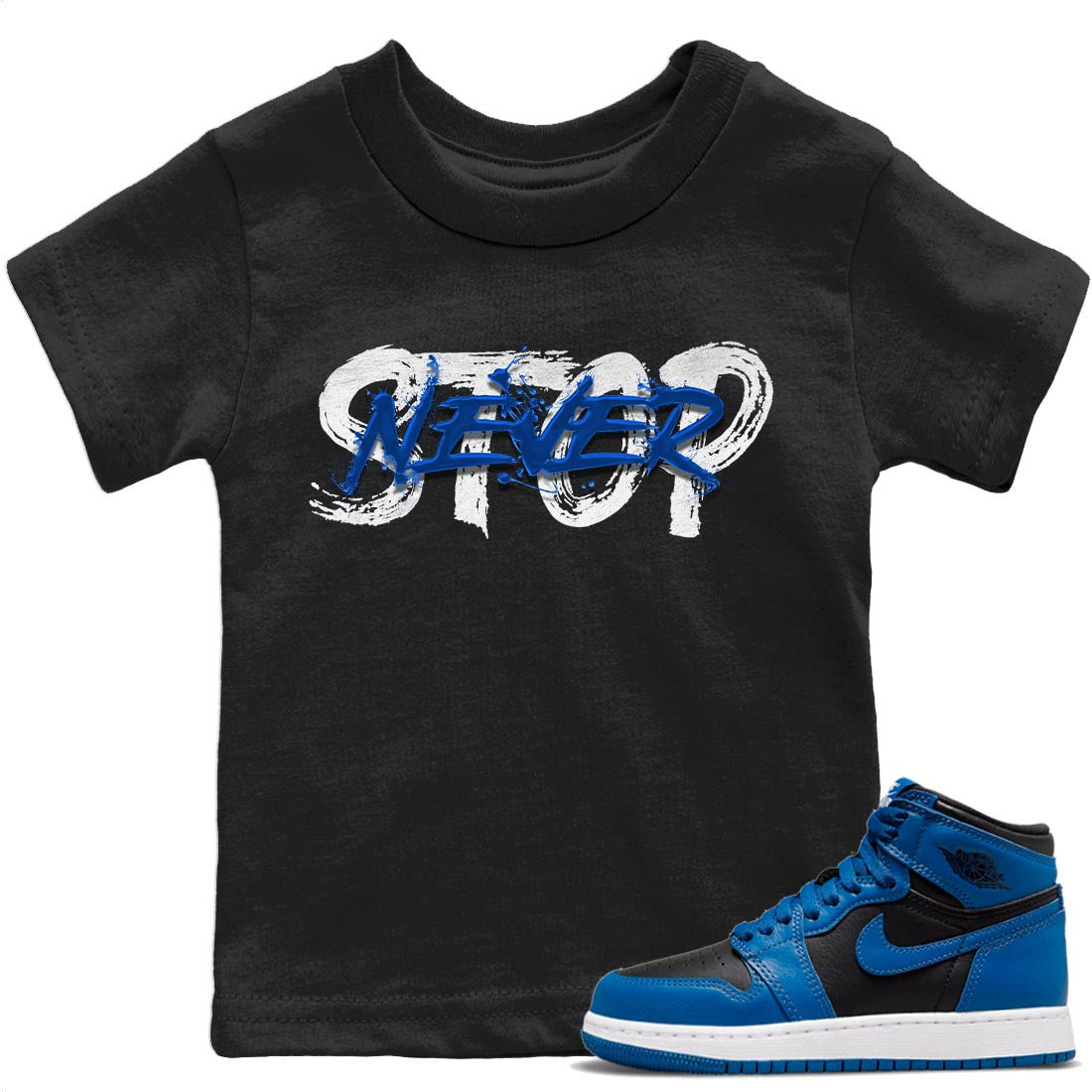 Jordan 1 Dark Marina Blue Sneaker Match Tees Never Stop Sneaker Tees Jordan 1 Dark Marina Blue Sneaker Release Tees Kids Shirts