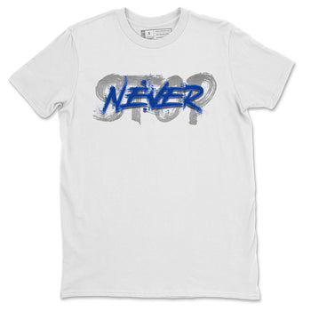 Jordan 5 Racer Blue Sneaker Match Tees Never Stop Sneaker Tees Jordan 5 Racer Blue Sneaker Release Tees Unisex Shirts