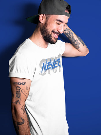 Jordan 5 Racer Blue Sneaker Match Tees Never Stop Sneaker Tees Jordan 5 Racer Blue Sneaker Release Tees Unisex Shirts