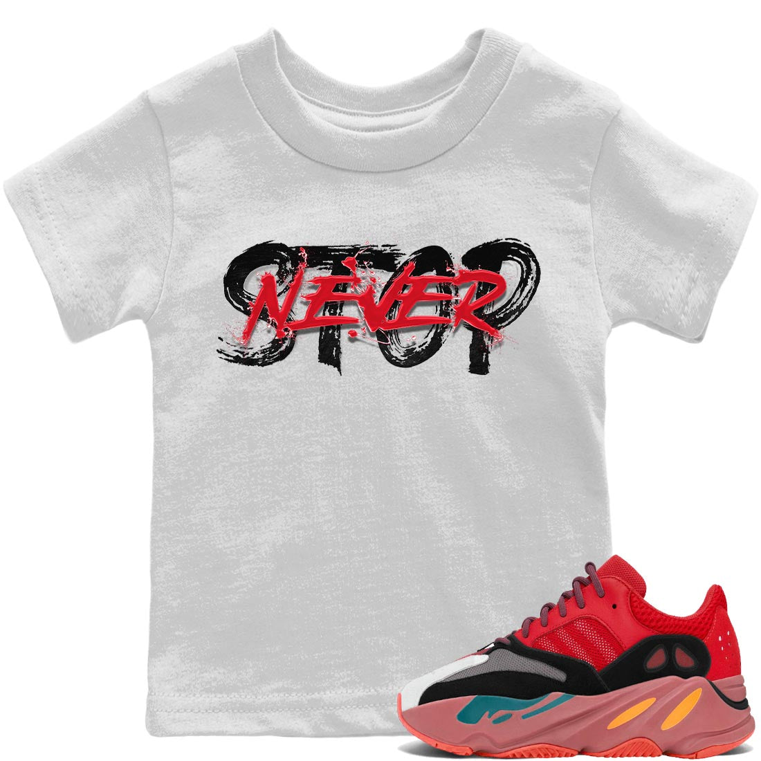 Yeezy 700 Hi-Res Red Sneaker Match Tees Never Stop Sneaker Tees Yeezy 700 Hi-Res Red Sneaker Release Tees Kids Shirts