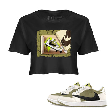 Air Jordan 1 X Travis Scott Golf Olive shirt to match jordans New Kicks sneaker tees Air Jordan 1 Travis Scott Golf SNRT Sneaker Release Tees Black 1 Crop T-Shirt