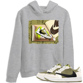 Air Jordan 1 X Travis Scott Golf Olive shirt to match jordans New Kicks sneaker tees Air Jordan 1 Travis Scott Golf SNRT Sneaker Release Tees Unisex Heather Grey 1 T-Shirt