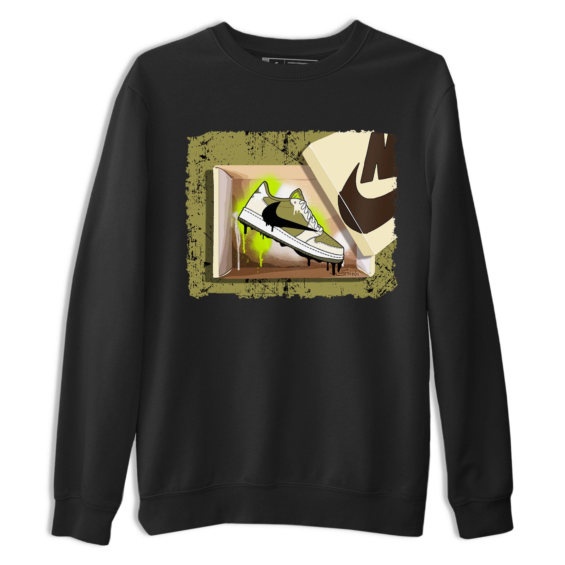 Air Jordan 1 X Travis Scott Golf Olive shirt to match jordans New Kicks sneaker tees Air Jordan 1 Travis Scott Golf SNRT Sneaker Release Tees Unisex Black 2 T-Shirt