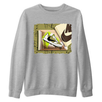 Air Jordan 1 X Travis Scott Golf Olive shirt to match jordans New Kicks sneaker tees Air Jordan 1 Travis Scott Golf SNRT Sneaker Release Tees Unisex Heather Grey 2 T-Shirt
