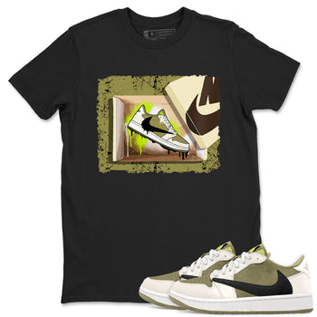 Air Jordan 1 X Travis Scott Golf Olive shirt to match jordans New Kicks sneaker tees Air Jordan 1 Travis Scott Golf SNRT Sneaker Release Tees Unisex Black 1 T-Shirt