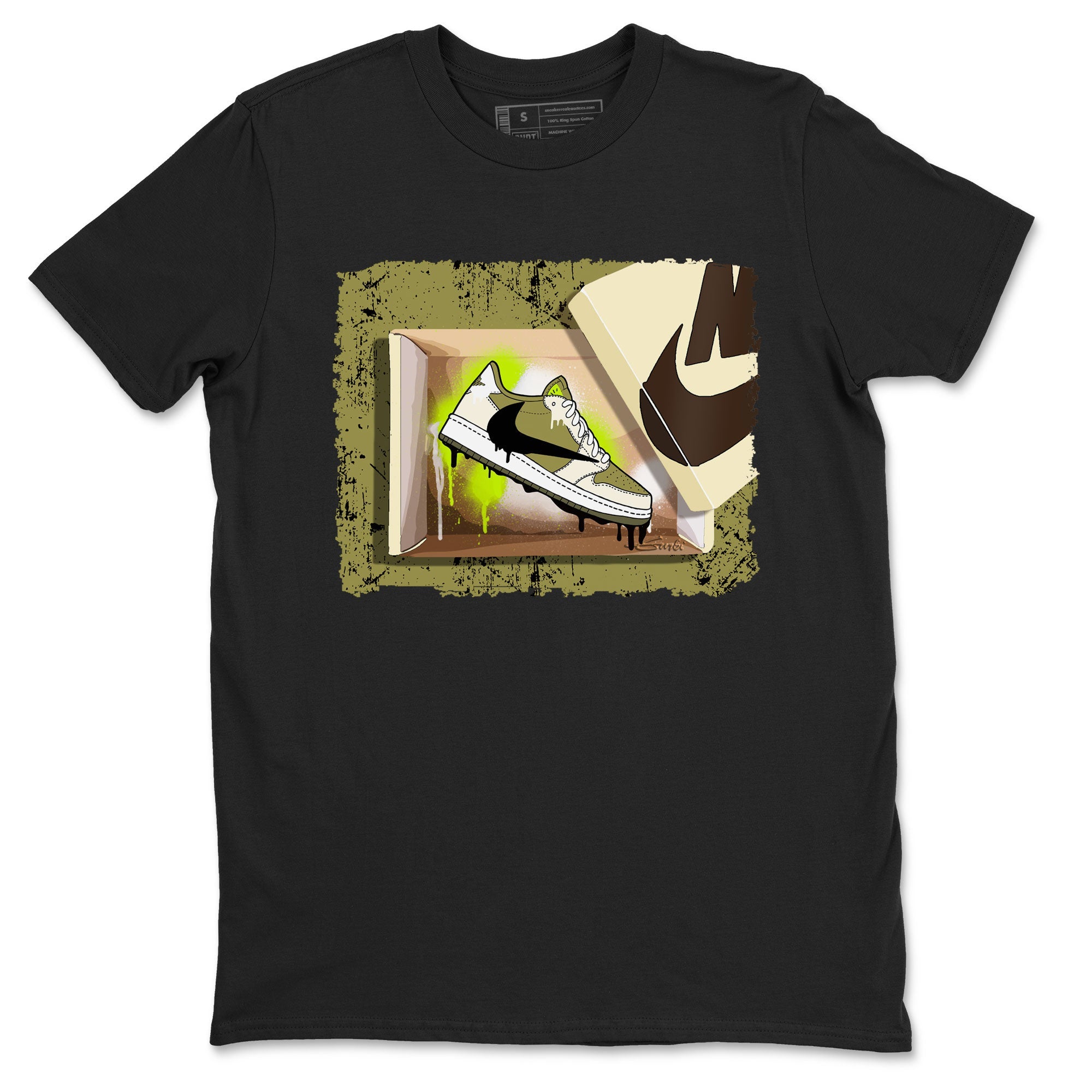 Air Jordan 1 X Travis Scott Golf Olive shirt to match jordans New Kicks sneaker tees Air Jordan 1 Travis Scott Golf SNRT Sneaker Release Tees Unisex Black 2 T-Shirt