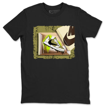 Air Jordan 1 X Travis Scott Golf Olive shirt to match jordans New Kicks sneaker tees Air Jordan 1 Travis Scott Golf SNRT Sneaker Release Tees Unisex Black 2 T-Shirt