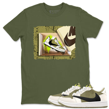 Air Jordan 1 X Travis Scott Golf Olive shirt to match jordans New Kicks sneaker tees Air Jordan 1 Travis Scott Golf SNRT Sneaker Release Tees Unisex Military Green 1 T-Shirt
