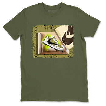 Air Jordan 1 X Travis Scott Golf Olive shirt to match jordans New Kicks sneaker tees Air Jordan 1 Travis Scott Golf SNRT Sneaker Release Tees Unisex Military Green 2 T-Shirt