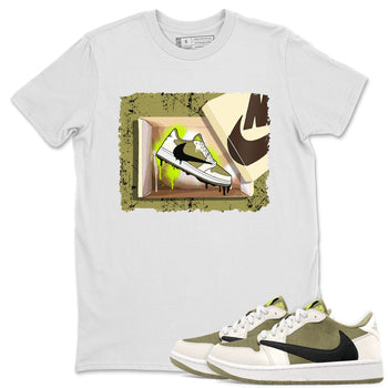 Air Jordan 1 X Travis Scott Golf Olive shirt to match jordans New Kicks sneaker tees Air Jordan 1 Travis Scott Golf SNRT Sneaker Release Tees Unisex White 1 T-Shirt
