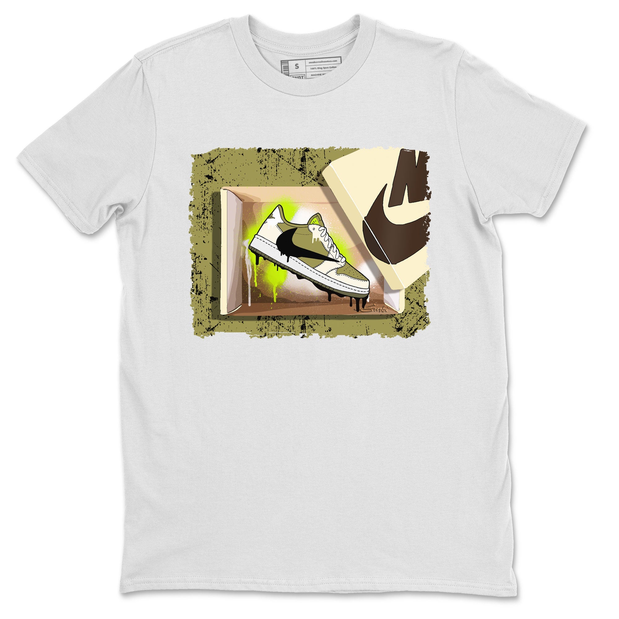 Air Jordan 1 X Travis Scott Golf Olive shirt to match jordans New Kicks sneaker tees Air Jordan 1 Travis Scott Golf SNRT Sneaker Release Tees Unisex White 2 T-Shirt