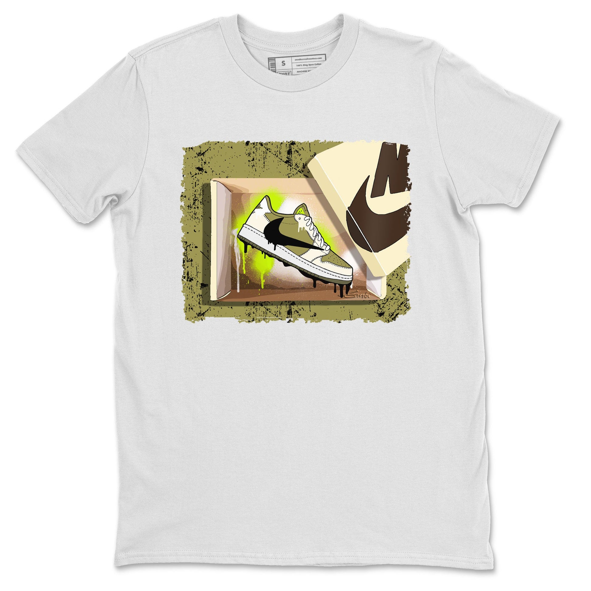 Air Jordan 1 X Travis Scott Golf Olive shirt to match jordans New Kicks sneaker tees Air Jordan 1 Travis Scott Golf SNRT Sneaker Release Tees Unisex White 2 T-Shirt