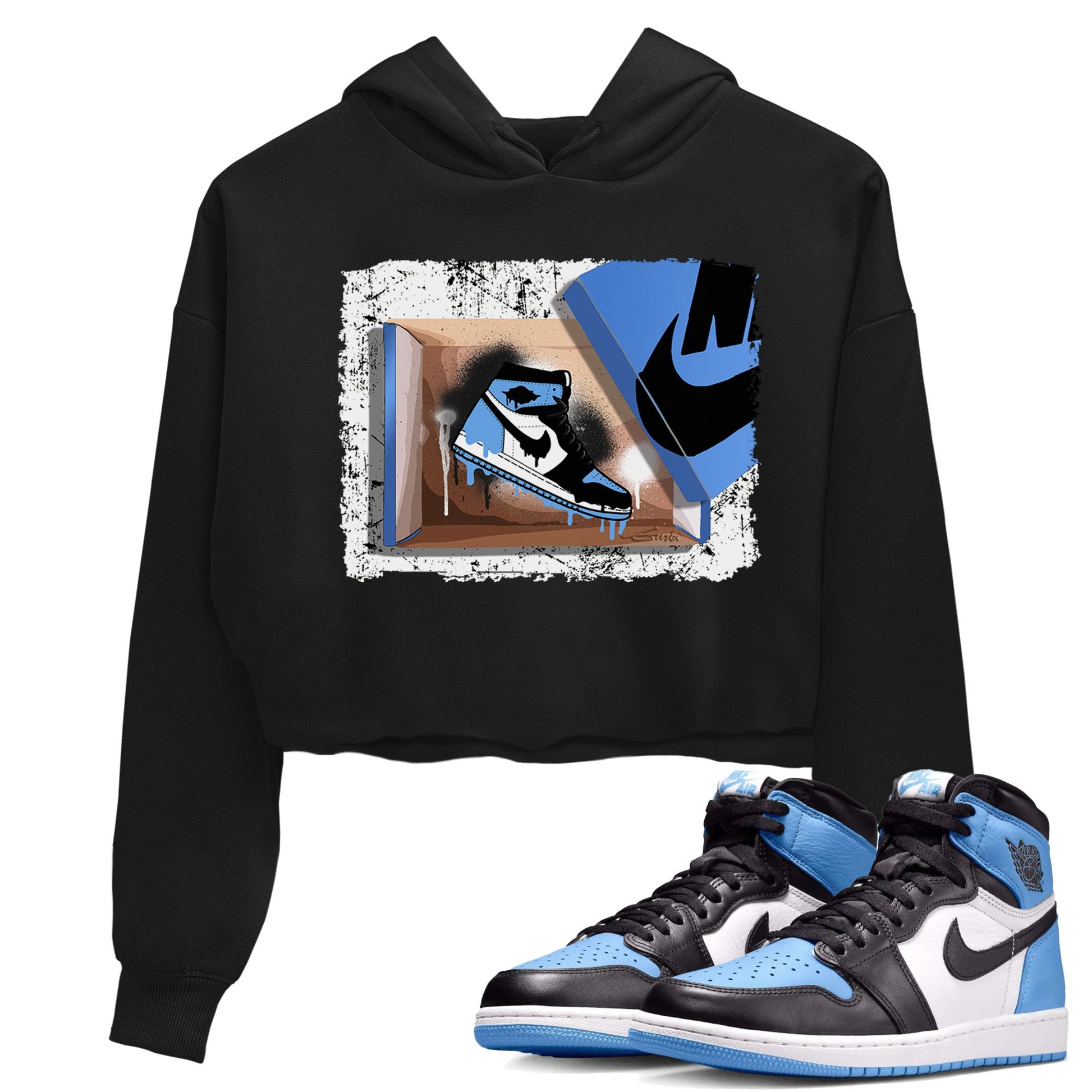 Air Jordan 1 Retro High OG UNC Toe shirt to match jordans New Kicks sneaker tees UNC Toe 1s SNRT Sneaker Release Tees Black 1 Crop T-Shirt